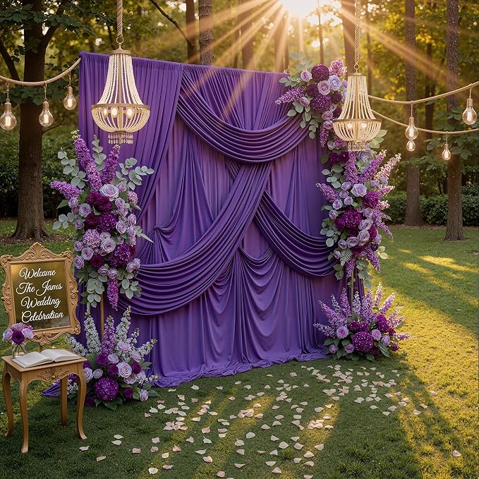 40ft x 10ft Wrinkle Free Purple Backdrop Curtains by ENJOYYOURPARTY