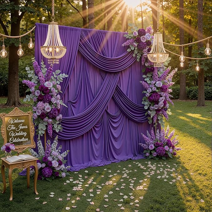 30ft x 10ft Wrinkle Free Purple Backdrop Curtains - Image 5