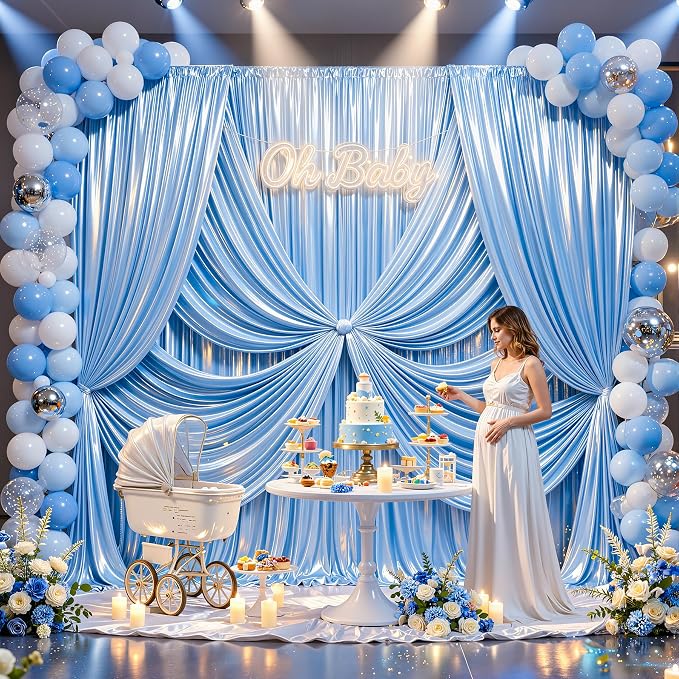 40x10ft Blue Glitter Backdrop Curtain - Image 5