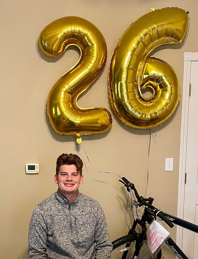 Gold 2026 Balloons, Foil 40 Inch 22 Number Balloons, 60 Balloon Number - Image 3