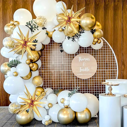 White and Gold Balloons Garland Arch Kit - Image 5