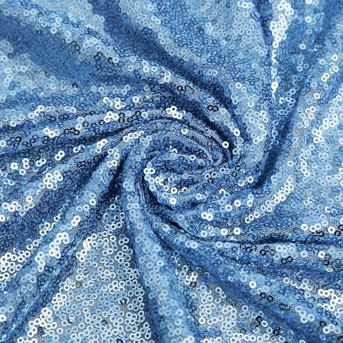 Baby Blue Sequin Backdrop Curtain 7ft x 7ft Glitter Photo Background | Glitter - Image 6