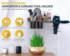 MyLifeUNIT Hair Dryer Holder, Wall Mounted Blow Dryer Organizer with 2 Cups, Bathroom Hair Styling Tools Shelf