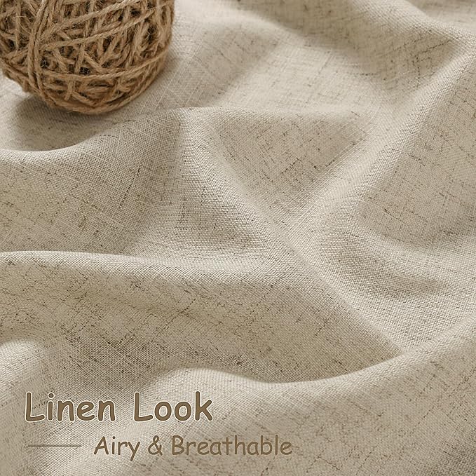 Eggshell Beige Linen Curtains 80 Inch Length - Image 4