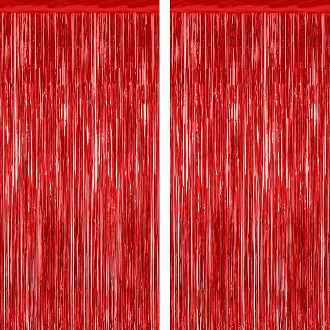 ZATAYE 2 Pack Red Foil Curtain Backdrop Birthday Party Decorations | Red by ZATAYE