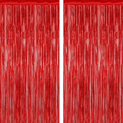 ZATAYE 2 Pack Red Foil Curtain Backdrop Birthday Party Decorations | Red by ZATAYE