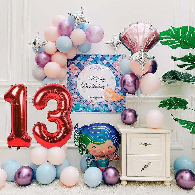 40 inch Number Balloon 0-9 Red Large Number 13 Balloons, Digital Balloons - Image 2