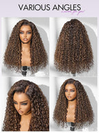 LUVME HAIR 7x6 HD Lace All-Day Comfort Wig PartingMax Lace Wigs Water Wave Curly Lace Front Wigs Human Hair Pre Cut Plucked Lace Frontal Glueless 20 Inches Hlighlight Color