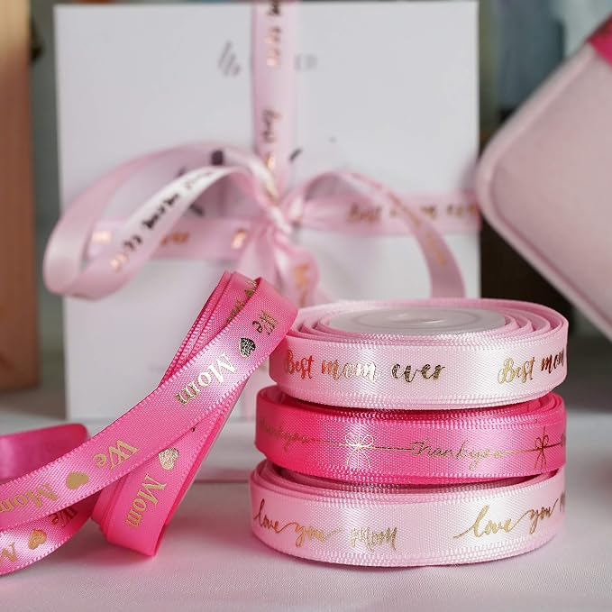 Pink Ribbon for Gift Wrapping Thank You Just for You Ribbon Mothers Day Gift - Image 5