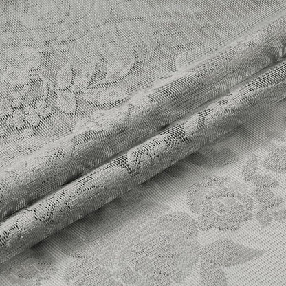 Gray Lace Curtains 102 Inches Long 2 Panels Grey Sheer Floral Curtains - Image 6