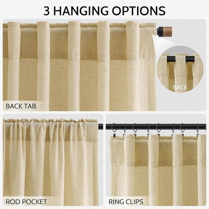 Cream Yellow Linen Curtains 90 Inches Long - Image 2