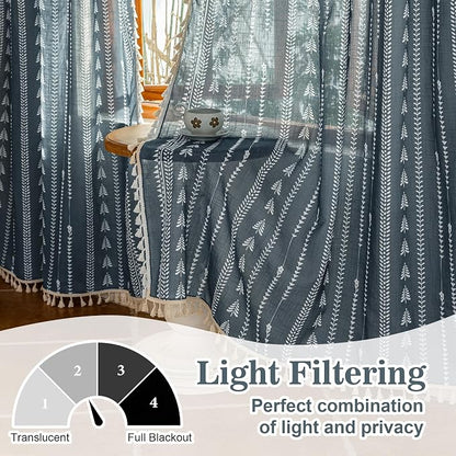 Boho Dark Grey Curtains 84 inch Long - Image 6