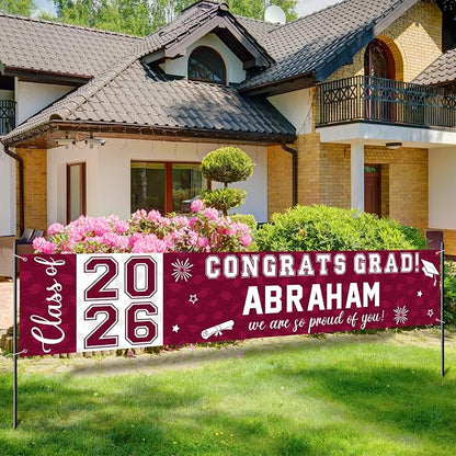 Graduation Congratulations Banner Decorations, Class of 2026 Personalized by RAGNHILD