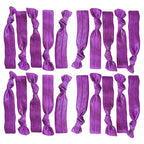 Kenz Laurenz Hair Ties Elastics Ponytail Holder Set No Crease Ribbon Bands, Purple (Pack of 20)