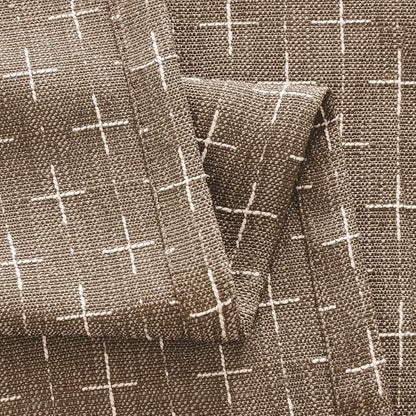 MIULEE Patterned Farmhouse Linen Curtains, Back Tab, Light Brown | Linen - Image 4