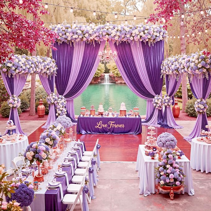 20x10ft Thick Purple Glitter Backdrop Curtain Panels - Image 7