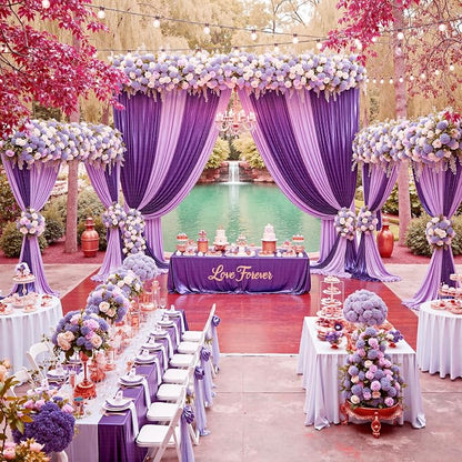 20x10ft Thick Purple Glitter Backdrop Curtain Panels - Image 7