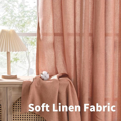 YoungsTex Terracotta Linen Curtains 45 Inch Length - Image 6