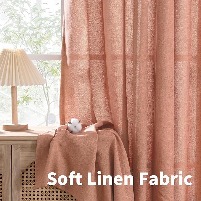 YoungsTex Terracotta Linen Curtains 90 Inch Length - Image 7