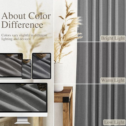 Dark Grey Linen Curtains 84 Inches Long - Image 3