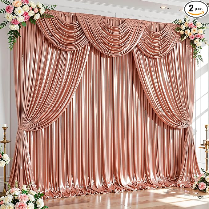 20x10ft Rose Gold Glitter Backdrop Curtain by Partisky
