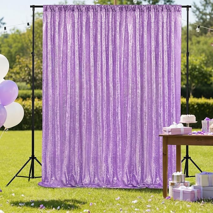 Baby Blue Sequin Backdrop Curtains-2 Panels 3FTx8FT Light Blue Backdrop - Image 7