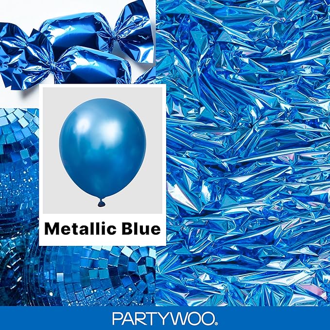 PartyWoo Metallic Blue Balloons 100pcs Chrome Blue Color 36 18 12 10 5 Inch | - Image 2
