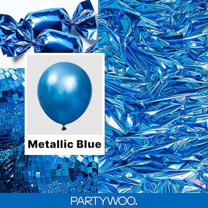 PartyWoo Metallic Blue Balloons 140pcs Chrome Blue Color 18 12 10 5 Inch | 18 - Image 2