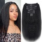 Clip in Hair Extensions Real Human Hair Clip Ins 100% Unprocessed Brazilian Virgin Hair Clip on Hair Extensions Kinky Straight Hair Clip ins 8pcs with 18 Clips 120g(14inch)