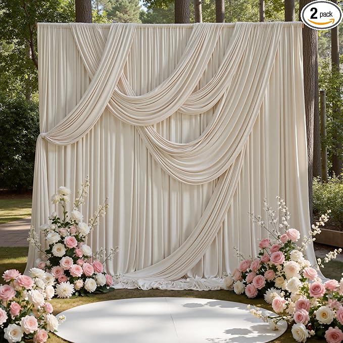 10ft x 15ft Beige Backdrop Curtains by CO-AVE