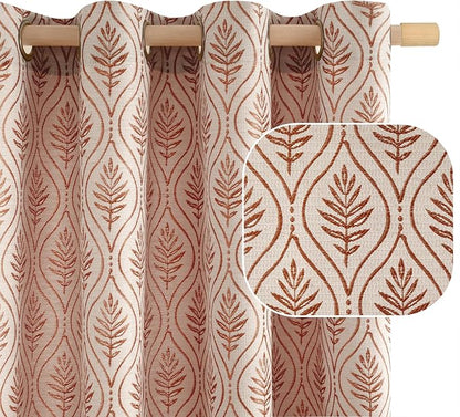 BGment Terracotta Leaf Jacquard Curtains by BGment