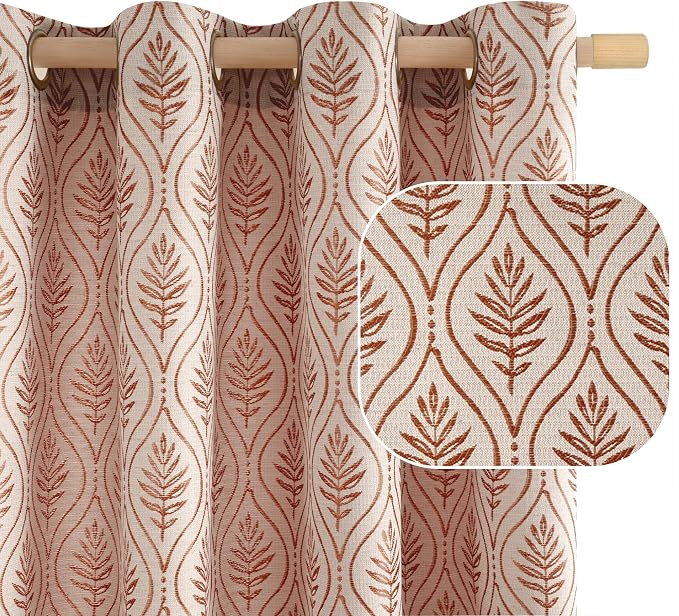 BGment Terracotta Leaf Jacquard Curtains 72 Inches Long by BGment