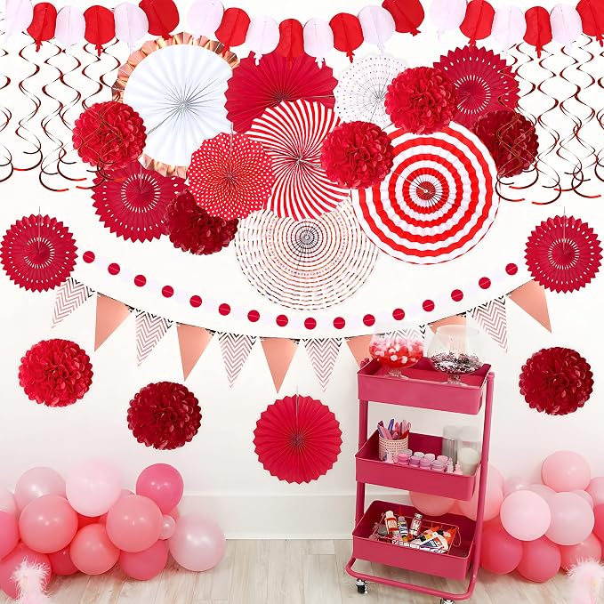 35PCS Party Decorations Paper Fan Hanging Set - Image 2