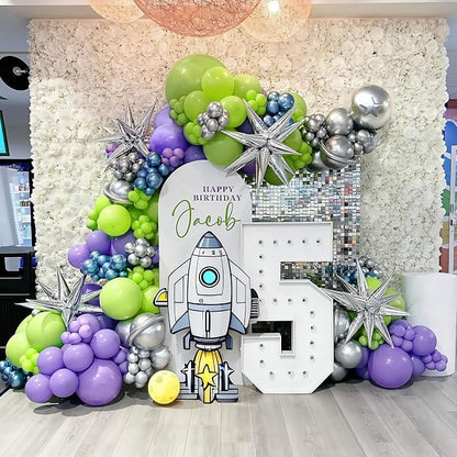 117PCS Purple Green Balloon Garland Kit, Space Birthday Decorations Lime Green - Image 4