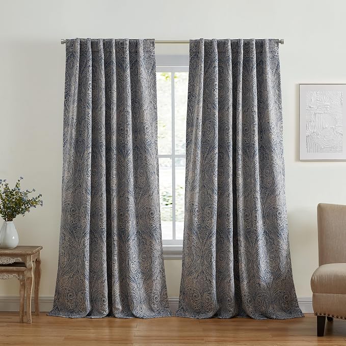 Threadmade Vittoria Paisley Printed Blackout Curtain Panel by ElreneHomeFashions