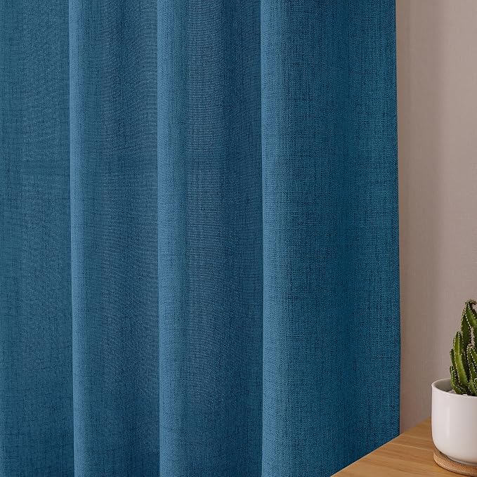 Tollpiz Linen Curtain Bedroom Rod Pocket Semi Sheer Curtains Burlap Light - Image 8