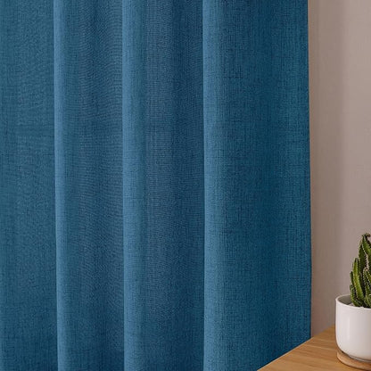 Tollpiz Linen Curtains Bedroom Rod Pocket Semi Sheer Curtain Burlap Light - Image 8