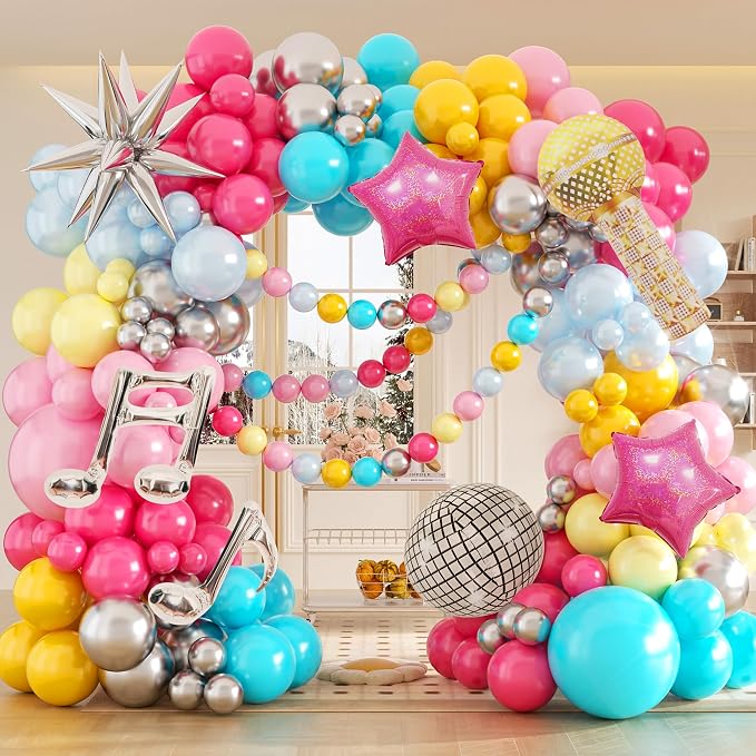 Music Fans Birthday Decoration, Laser Star, Disco Mylar Balloon by Woaipati
