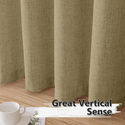 Tollpiz Short Linen Curtains Living Room Rod Pocket Semi Sheer Curtain Burlap - Image 4