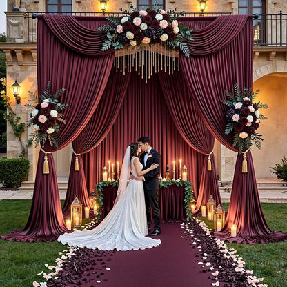 10ft x 15ft Burgundy Backdrop Curtains - Image 2
