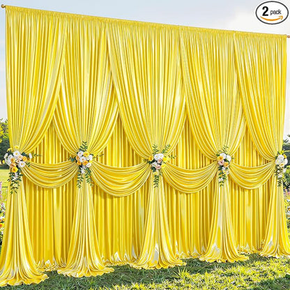 40x10ft Yellow Gold Glitter Backdrop Curtain by Partisky