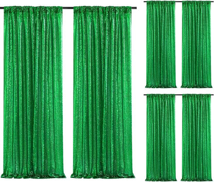 Green Sequin Backdrop Curtains-6 Panels 2FTx8FT Green Backdrop by SoarDream