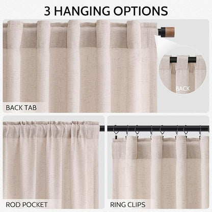 Natural White Linen Curtains 84 Inch Length - Image 2