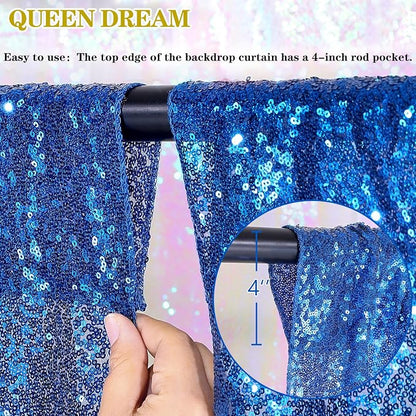 4 Pack Royal Blue Curtains 2ftx8ft Sequin Backdrop Drapes - Image 4