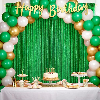 Green Sequin Backdrop Curtains-2 Panels 2FTx8FT Green Backdrop - Image 9