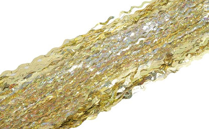 4 Pack Wavy Sparkle Champagne Gold Metallic Tinsel Foil Fringe Curtains Photo - Image 7