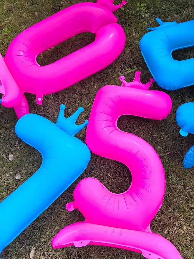 Fluorescent Pink Crown Number 9 Foil Balloon Neon Glow In The Dark Balloon | - Image 5