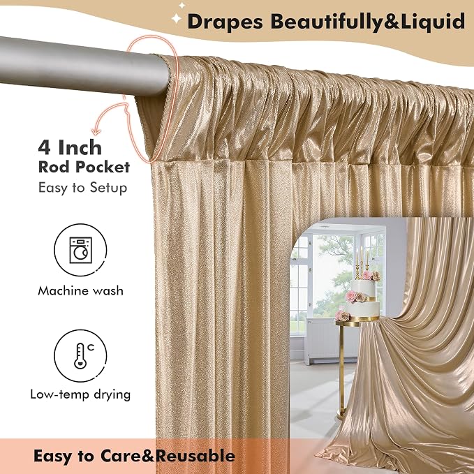 40ftx10ft Shimmer Champagne Sequin Backdrop Curtain - Image 7