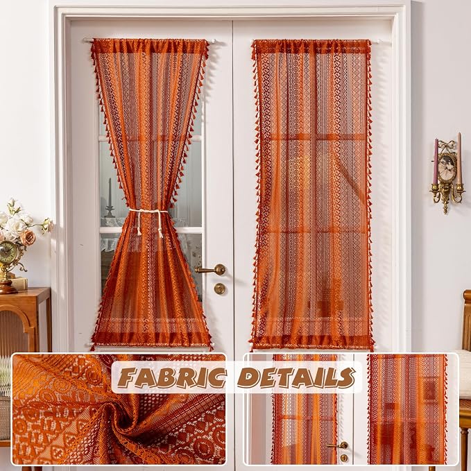 Sutuo Home Terracotta French Door Curtains 72 Inches Long - Image 6