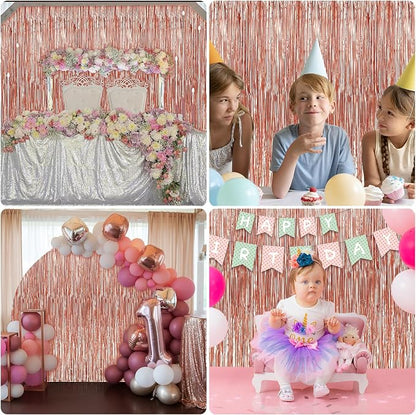 7 Pack 3.3 x 9.9 ft Rose Gold Fringe Backdrop Streamers Party Decorations | - Image 6
